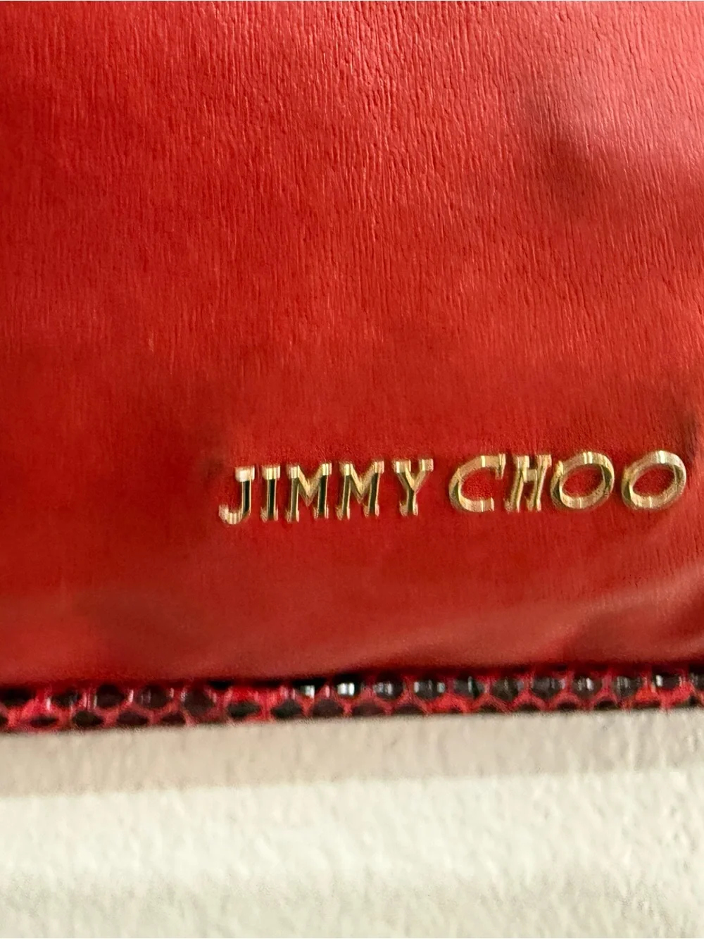 Jimmy Choo Solar Hobo Red Leather Exotic Snakeskin Trim Made Italy